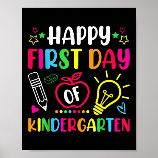 Happy First Day Of Kindergarten Teacher Kids Back Poster (Voorkant)