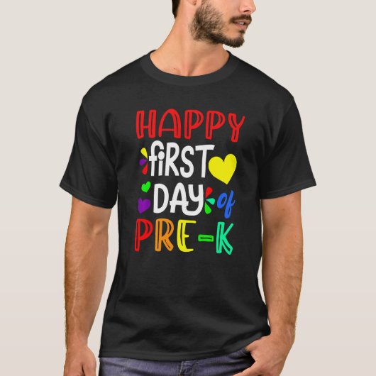 Happy First Day Of Pre K Cute Back To School T-shirt (Voorkant)
