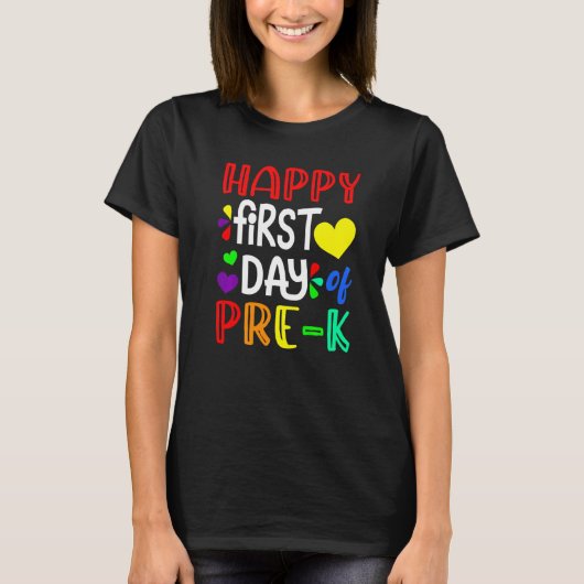 Happy First Day Of Pre K Cute Back To School T-shirt (Voorkant)