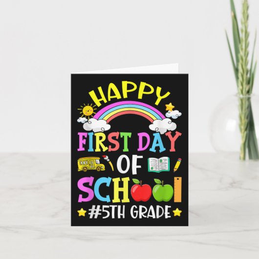 Happy First Day Of School 5th Grade Cute Back To S Kaart (Voorkant)