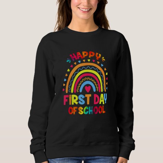 Happy First Day Of School Boho Rainbow Kids Back T Trui (Voorkant)