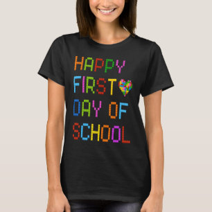 Happy First Day of School Cute Block Building Back T-shirt