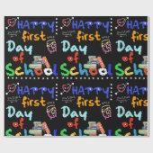 Happy First Day of School Cute Cute Gift-vooruitzi Cadeaupapier (Vlak)