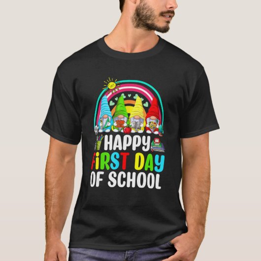Happy First Day Of School Cute Gnomes Teachers Stu T-shirt (Voorkant)