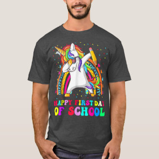 Happy First Day of School Dabbing Unicorn Back Sch T-shirt