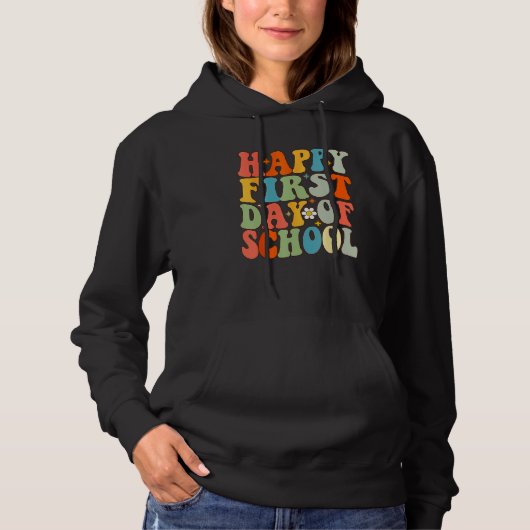 Happy First Day Of School Groovy Back To School Fl Hoodie (Voorkant)