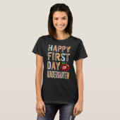 Happy First Day Of School Kindergarten Leopard Buf T-shirt (Voorkant volledig)