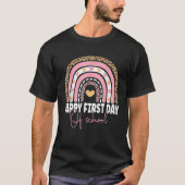 Happy First Day Of School Leopard Rainbow Back To T-shirt (Voorkant)