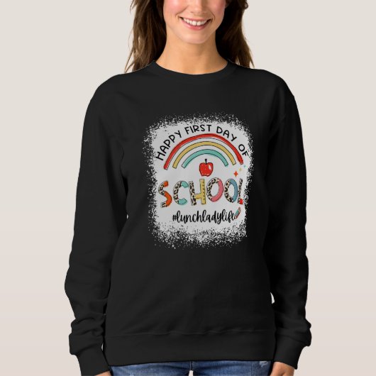 Happy First Day Of School Lunch Lady Life Leopard Trui (Voorkant)