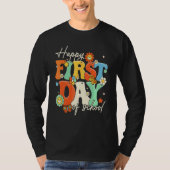 Happy First Day Of School Retro Groovy  Teacher St T-shirt (Voorkant)