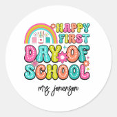 Happy First Day of School  Ronde Sticker (Voorkant)