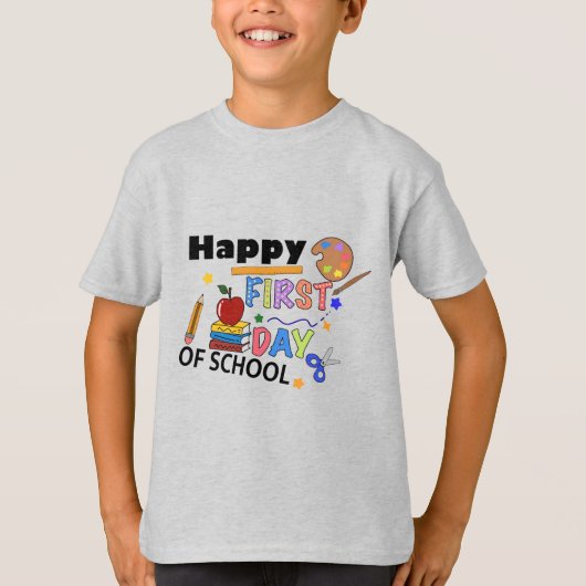Happy First Day of School - Schattige Terug naar S T-shirt (Voorkant)