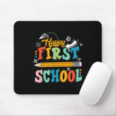 Happy First Day Of School Teacher Student Kid Back Muismat (Met muis)