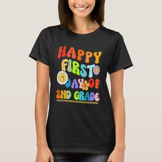 Happy First Day Of Second 2nd Grade Groovy Teacher T-shirt (Voorkant)