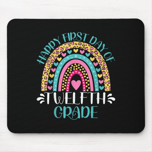 Happy First Day Of Twelfth Grade 12th Grade Back T Muismat (Voorkant)