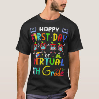 happy first day of virtual 5th grade apple mask Sc T-shirt