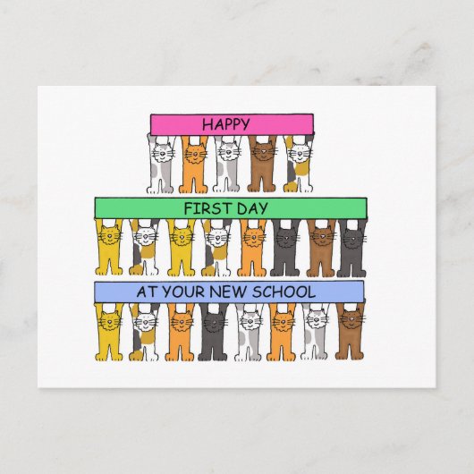 Happy First Day op je nieuwe school Briefkaart (Voorkant)