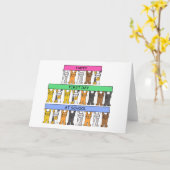 Happy First Day op School Cartoon Cats Kaart (Gele Bloem)