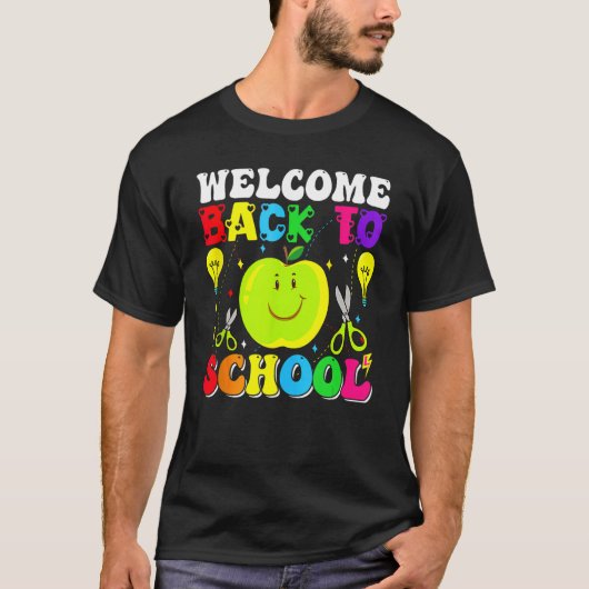 Happy First Day School Cute Boy Girls Welcome Back T-shirt (Voorkant)