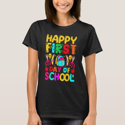 Happy First Day School Welcome Back To School Cute T-shirt (Voorkant)