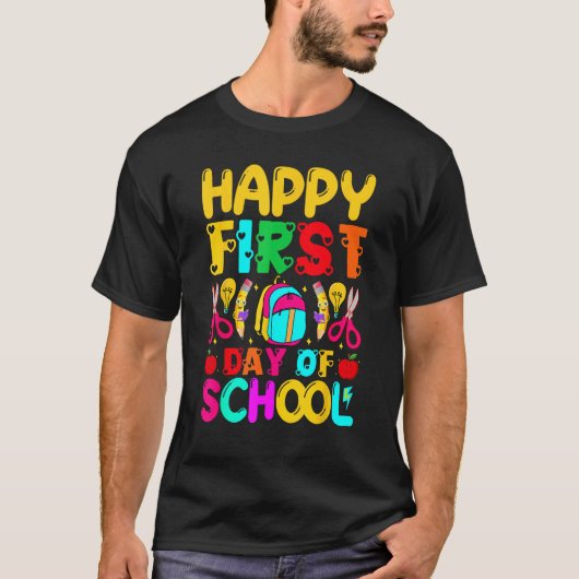 Happy First Day School Welcome Back To School Cute T-shirt (Voorkant)