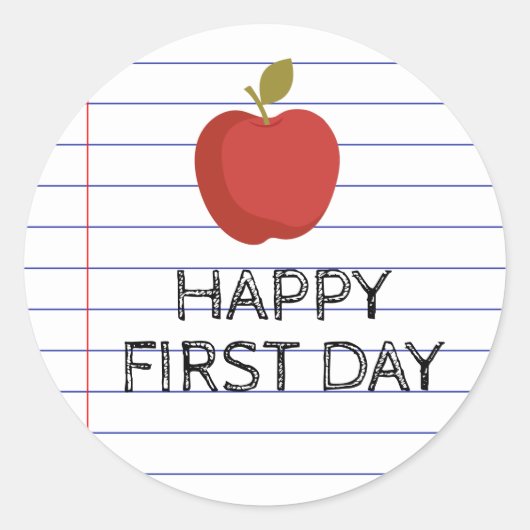 Happy First Day Terug naar School Teacher Apple Ronde Sticker (Voorkant)