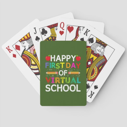 Happy First Day Virtual of School Pokerkaarten (Achterkant)