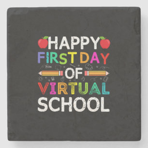 Happy First Day Virtual of School Stenen Onderzetter