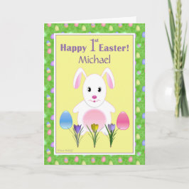Happy First Easter Bunny Rabbit Gepersonaliseerde  Feestdagen Kaart