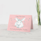 Happy First Easter Granddochter White Rabbit Kaart (Voorkant)