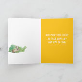 Happy First Easter Grandson Rabbit Wildflowers Kaart (Binnen)