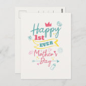 Happy First Ever Moederdag Cute New Mam Briefkaart (Voorkant / Achterkant)