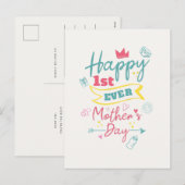 Happy First Ever-Moederdag op maat Feestdagenkaart (Voorkant / Achterkant)