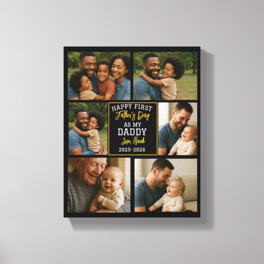 Happy First Father Day Personalized Photo Collage Canvas Afdruk (Voorkant)