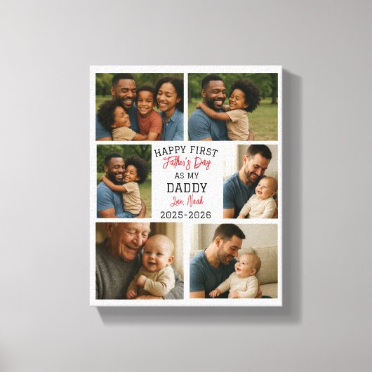Happy First Father Day Personalized Photo Collage Canvas Afdruk (Voorkant)