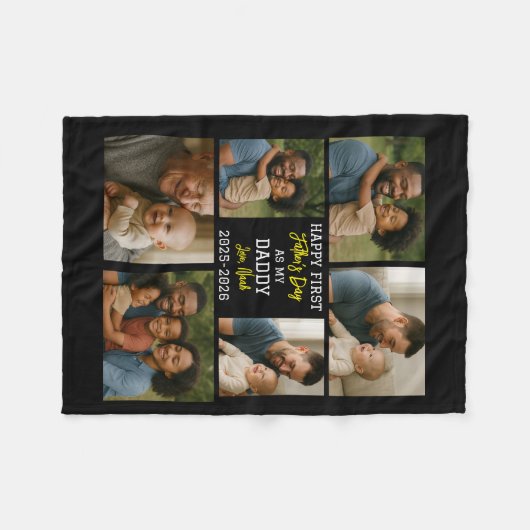 Happy First Father Day Photo Collage Fleece Deken (Voorkant (Horizontaal))