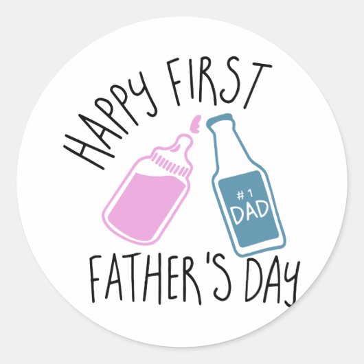 Happy First Father is Day Pap T-shirts Ronde Sticker (Voorkant)