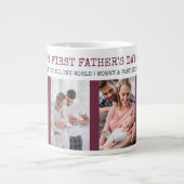 Happy First Fathers Dag 4 Foto maroon & Navy Grote Koffiekop (Voorkant)