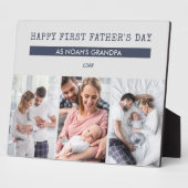 Happy First Fathers Day als opa - 3 Foto Fotoplaat (Zijkant)