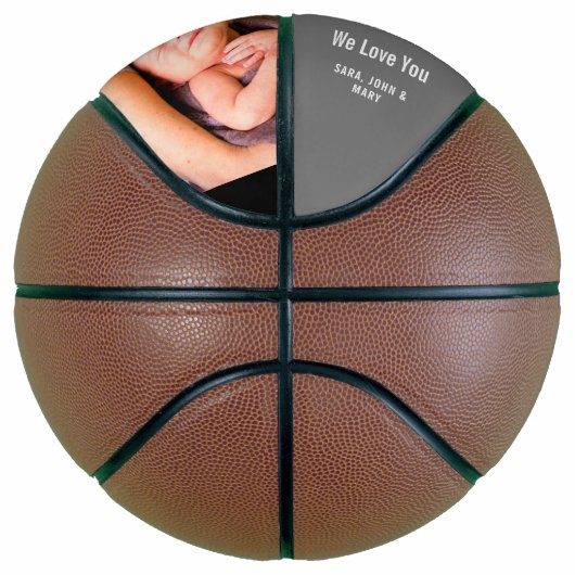 Happy First Father's Day Baby 2 Photo Name Script Basketbal (Rechts)