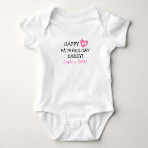 Happy First Fathers Day Baby Girl Outfit Romper