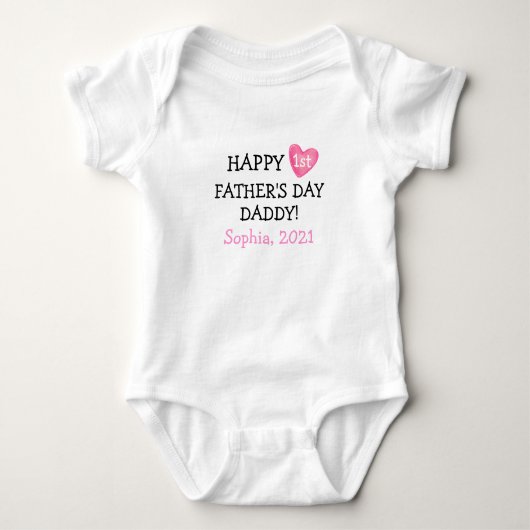 Happy First Fathers Day Baby Girl Outfit Romper (Voorkant)