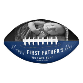 Happy First Father's Day Blue Modern Photo Name American Football