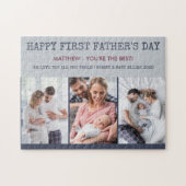 Happy First Fathers Day Custom Message en 3 Photo Legpuzzel (Horizontaal)