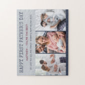 Happy First Fathers Day Custom Message en 3 Photo Legpuzzel (Verticaal)