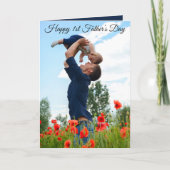 Happy First Father's Day Custom Photo Flat Kaart (Voorkant)