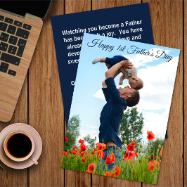 Happy First Father's Day Custom Photo Flat Kaart