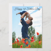 Happy First Father's Day Custom Photo Flat Kaart (Voorkant)
