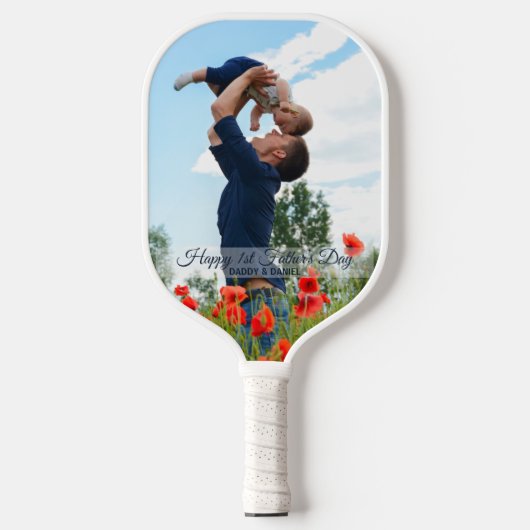Happy First Father's Day Custom Photo Pickleball Paddle (Voorkant)
