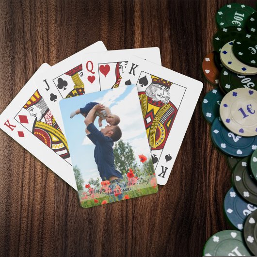 Happy First Father's Day Custom Photo Pokerkaarten